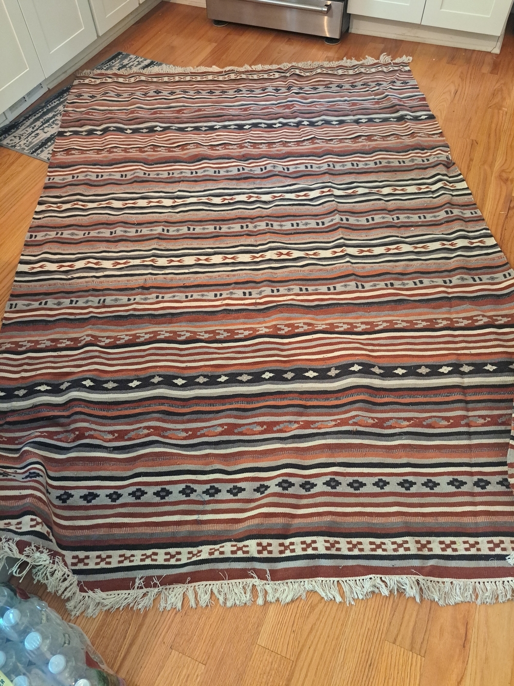 Handwoven 65x90 Wo Southwestern-Style Rug in Rust and Cream